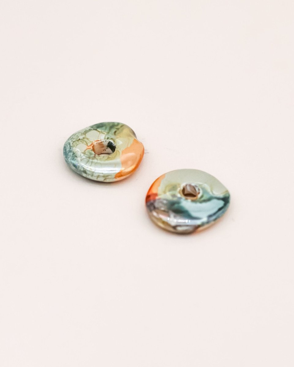 Sonstige - GREEN/ORANGE CERAMIC DONUT Hoops - ROSA ECK - Gold, Grün,