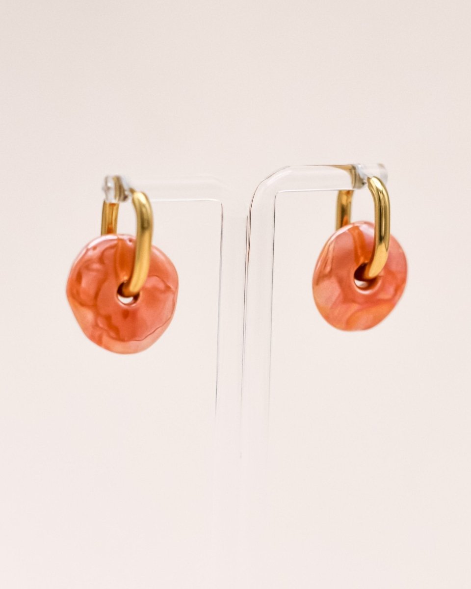 Sonstige - PEACH CERAMIC DONUT Hoops - ROSA ECK - Gold, ,