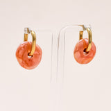 Sonstige - PEACH CERAMIC DONUT Hoops - ROSA ECK - Gold, ,