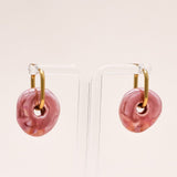 Sonstige - PINK CERAMIC DONUT Hoops - ROSA ECK - Gold, Pink,
