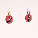 Sonstige - PINK/RED CERAMIC DONUT Hoops - ROSA ECK - Gold, Pink, Rot