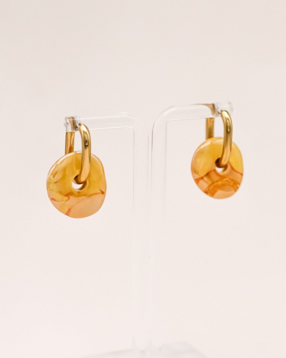 Sonstige - YELLOW CERAMIC DONUT Hoops - ROSA ECK - Gold, ,