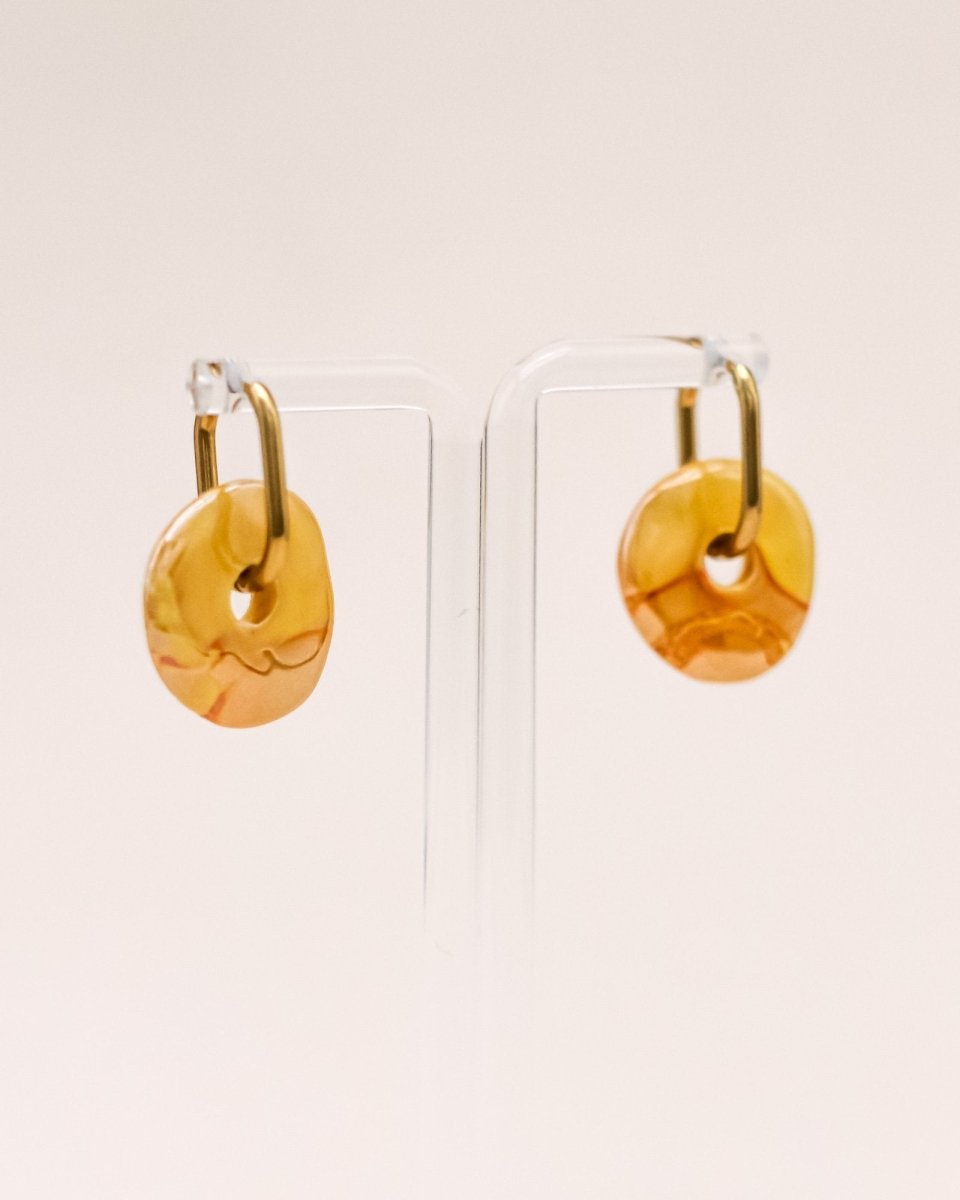 Sonstige - YELLOW CERAMIC DONUT Hoops - ROSA ECK - Gold, ,