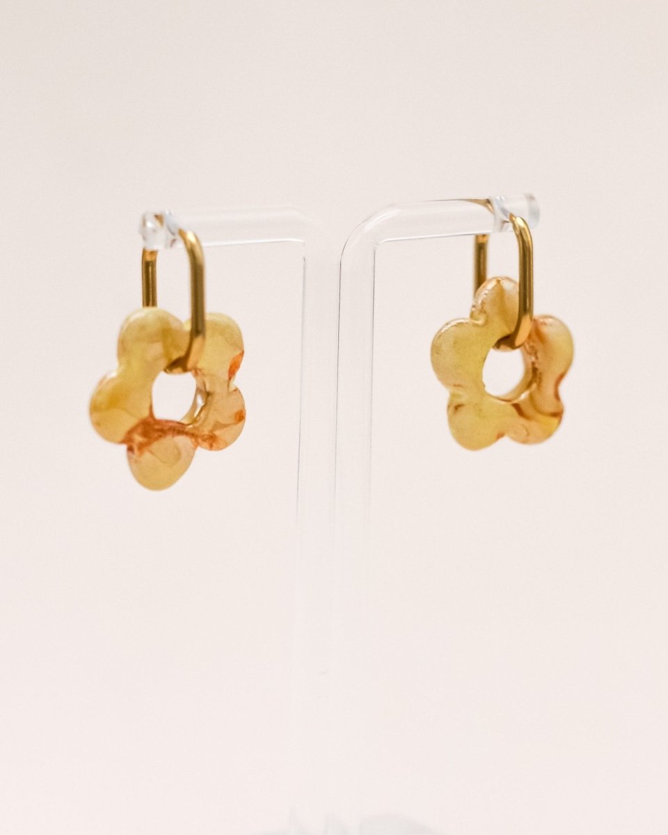 Sonstige - YELLOW CERAMIC FLOWER Hoops - ROSA ECK - Gold, ,