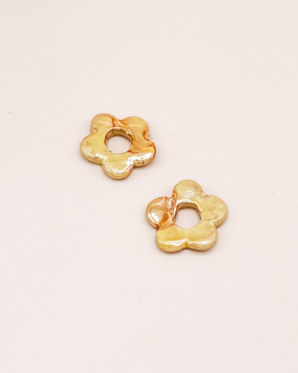 Sonstige - YELLOW CERAMIC FLOWER Hoops - ROSA ECK - Gold, ,