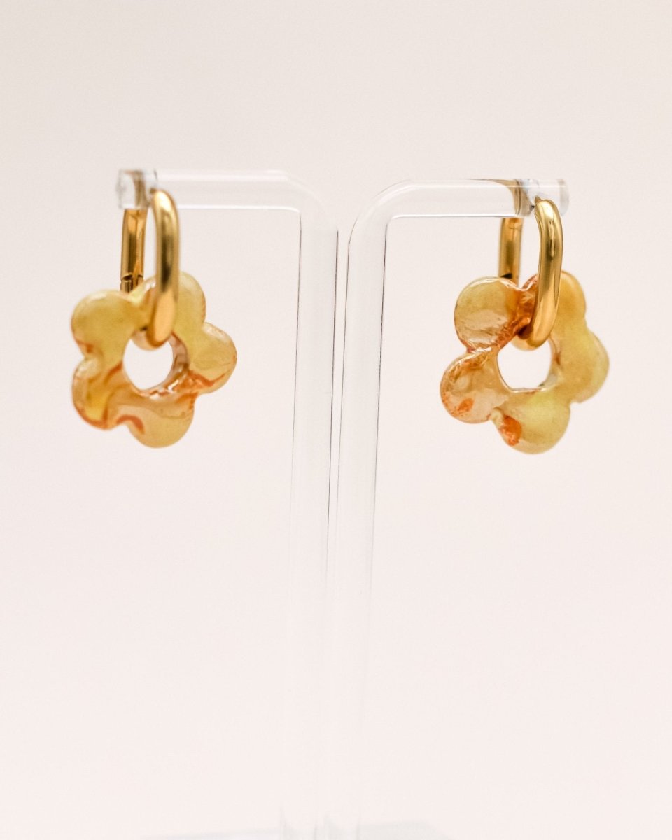 Sonstige - YELLOW CERAMIC FLOWER Hoops - ROSA ECK - Gold, ,