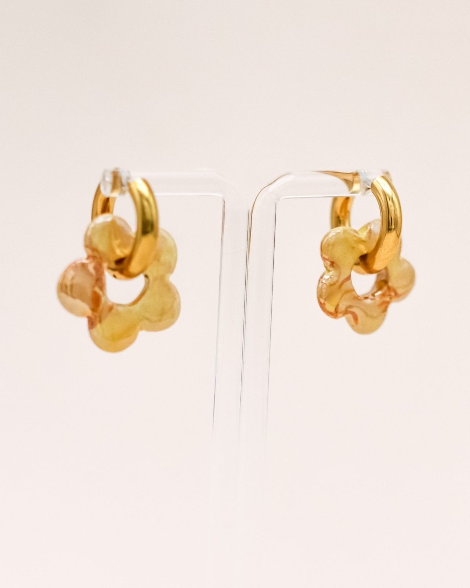 Sonstige - YELLOW CERAMIC FLOWER Hoops - ROSA ECK - Gold, ,