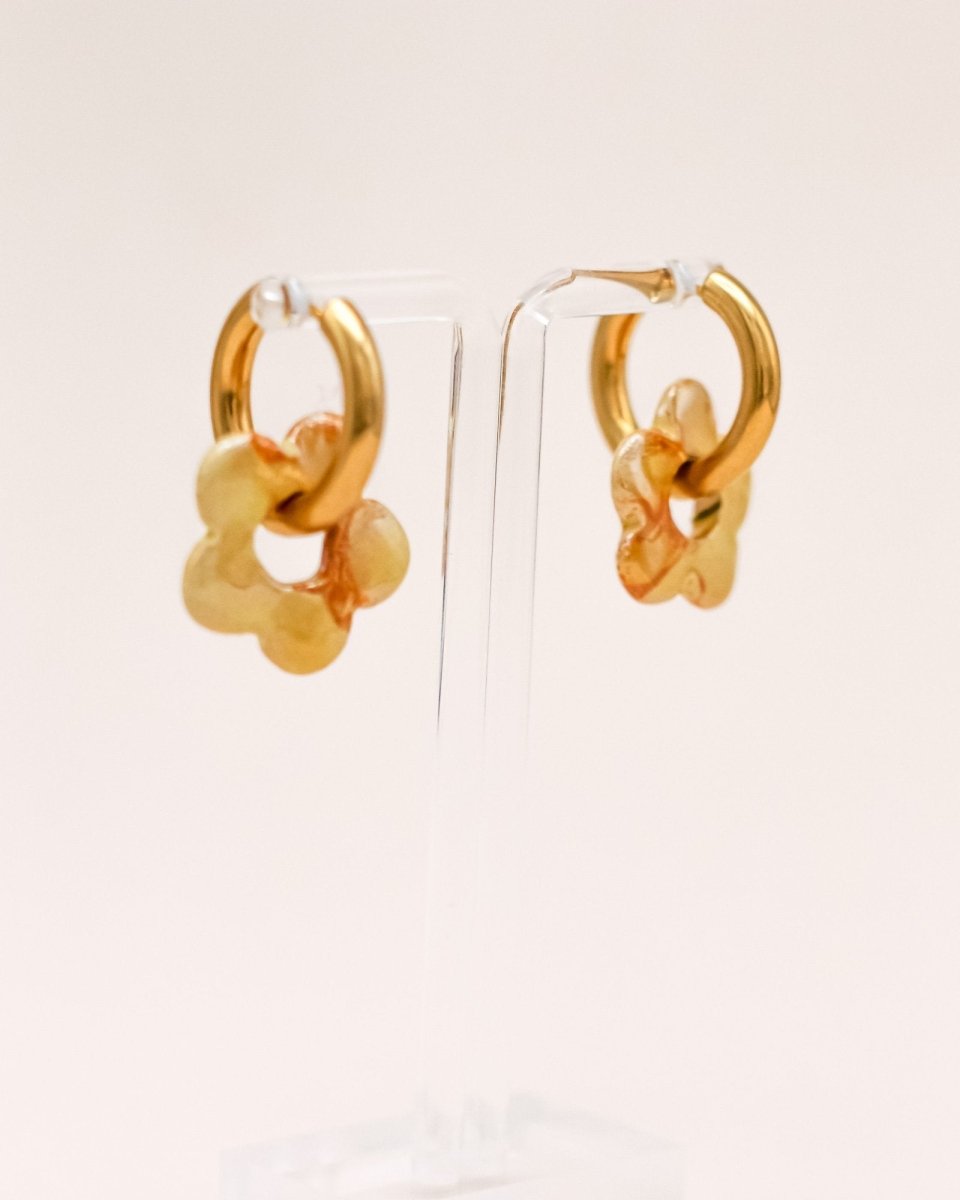 Sonstige - YELLOW CERAMIC FLOWER Hoops - ROSA ECK - Gold, ,
