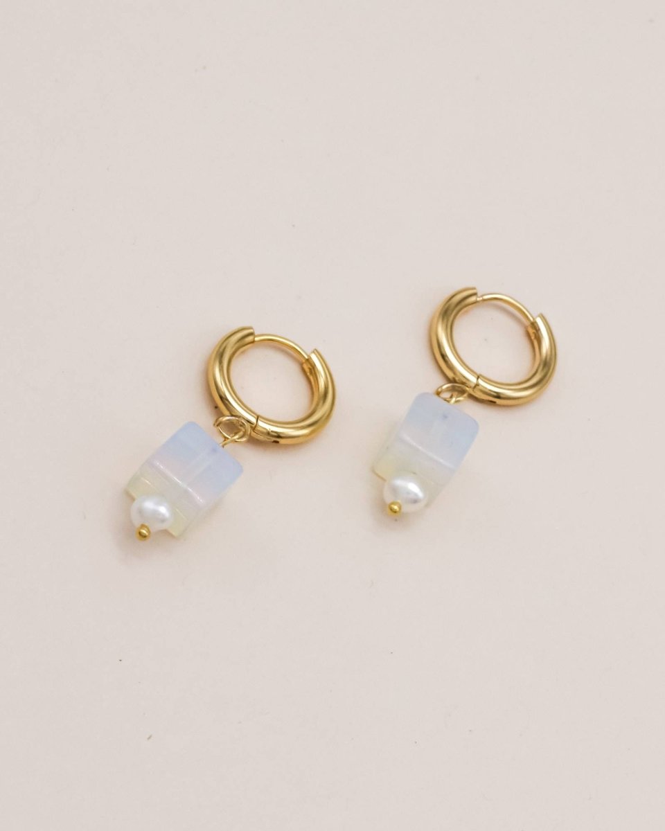 Studio Toto Nono - GLASS CUBE Hoops - ROSA ECK - Gold, ,