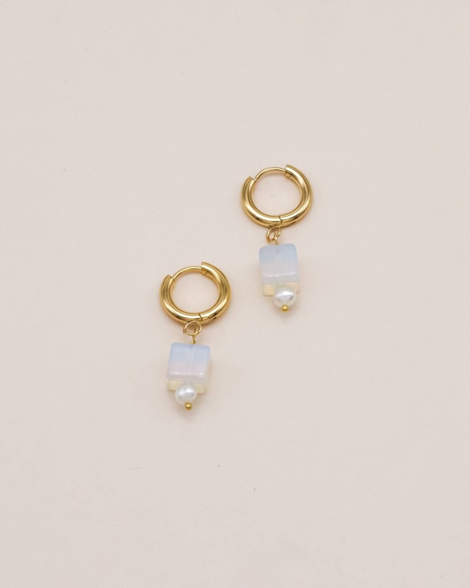 Studio Toto Nono - GLASS CUBE Hoops - ROSA ECK - Gold, ,