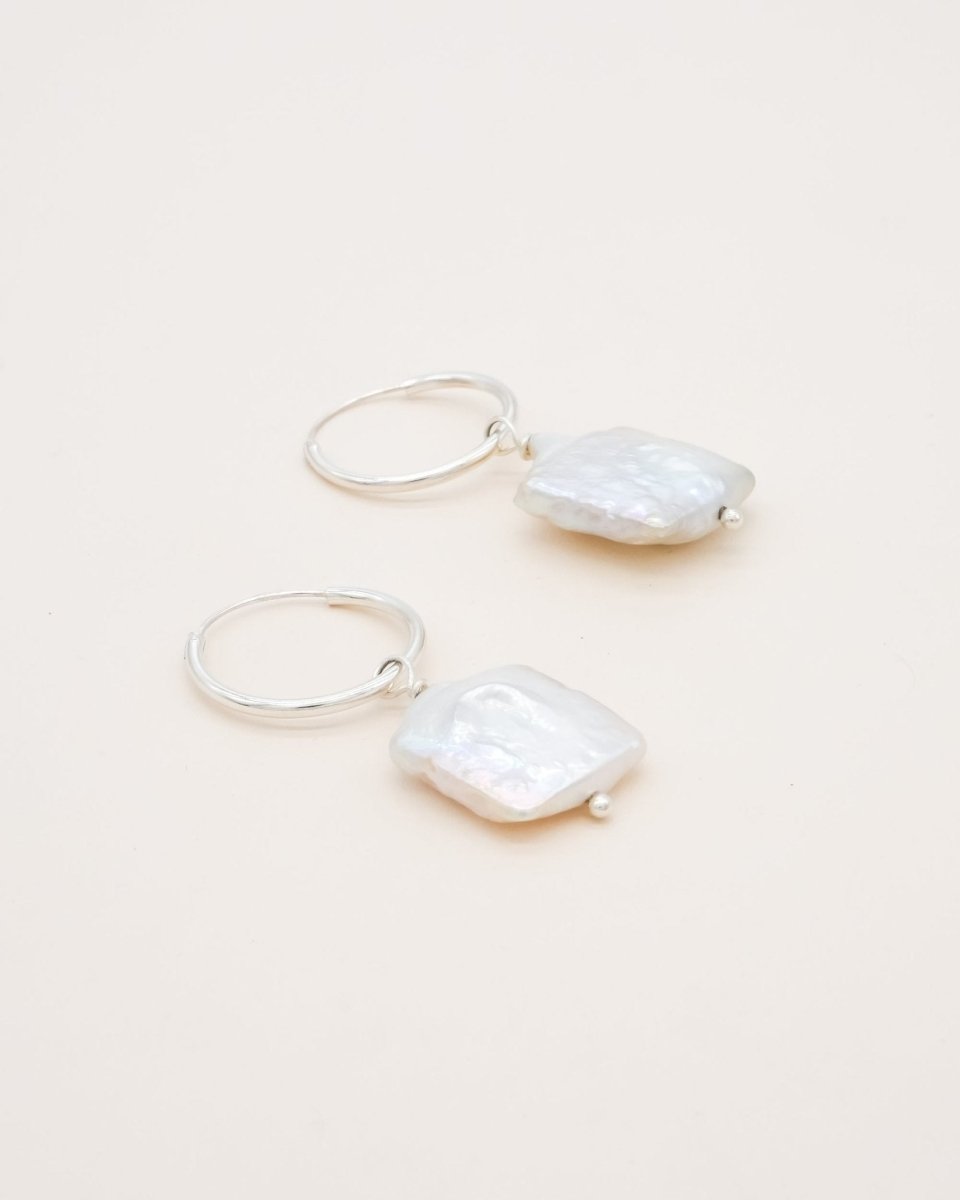 Studio Toto Nono - MOONE Silver Creolen - ROSA ECK - Silber, ,