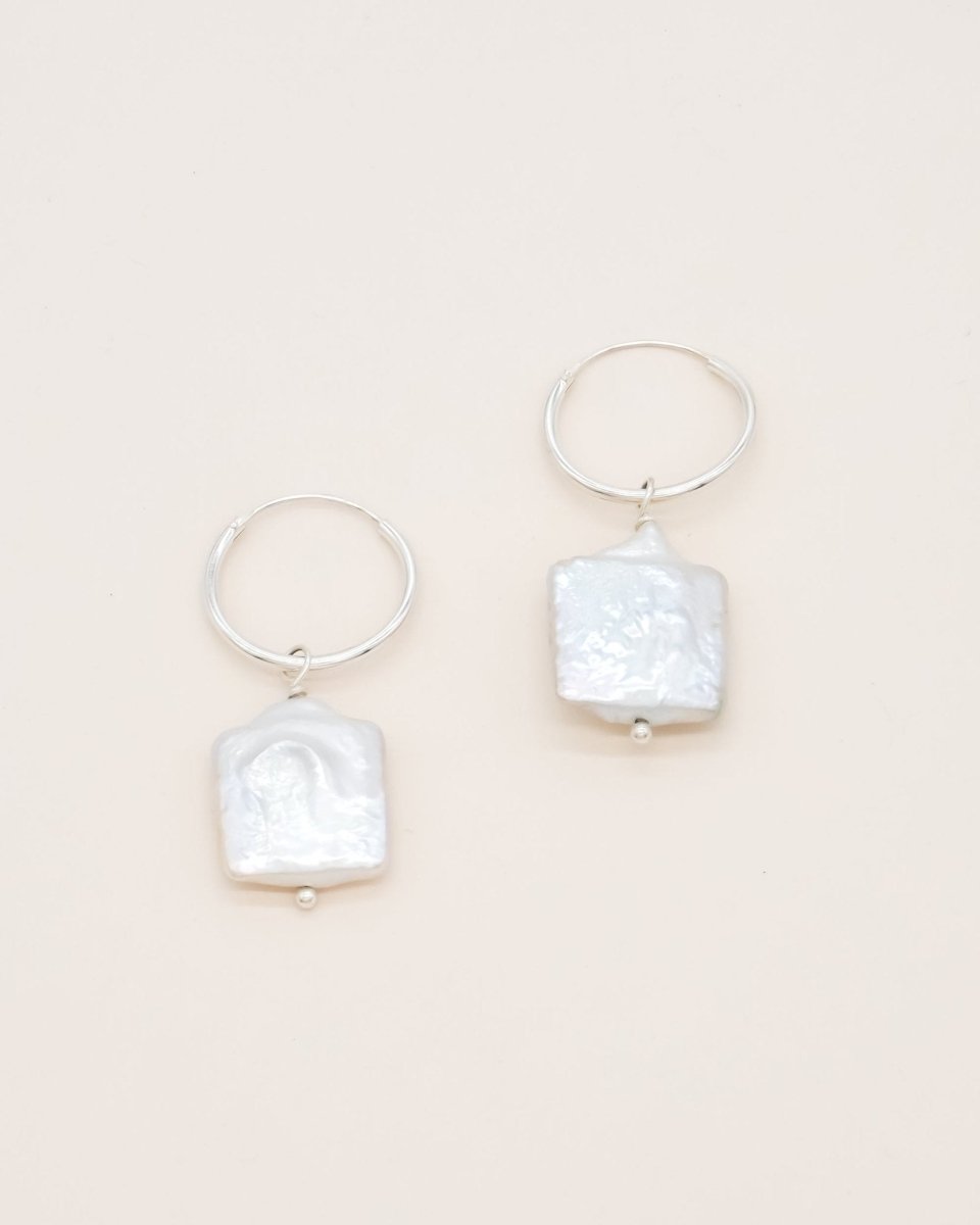 Studio Toto Nono - MOONE Silver Creolen - ROSA ECK - Silber, ,