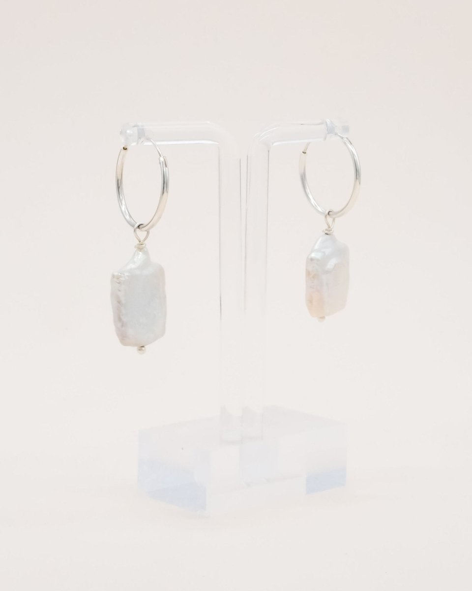 Studio Toto Nono - MOONE Silver Creolen - ROSA ECK - Silber, ,