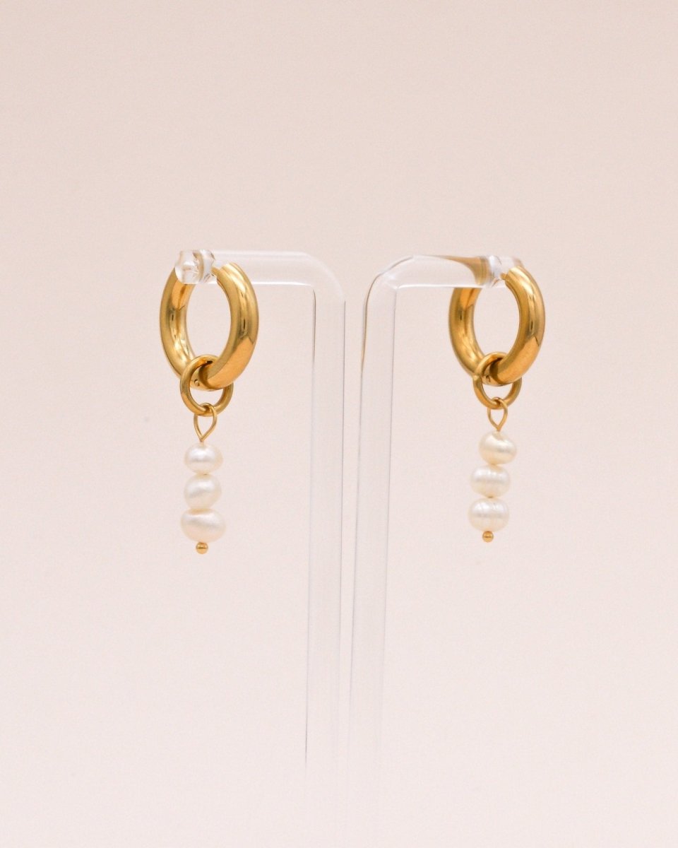 Studio Toto Nono - TRIPLE PEARL Hoops - ROSA ECK - , ,