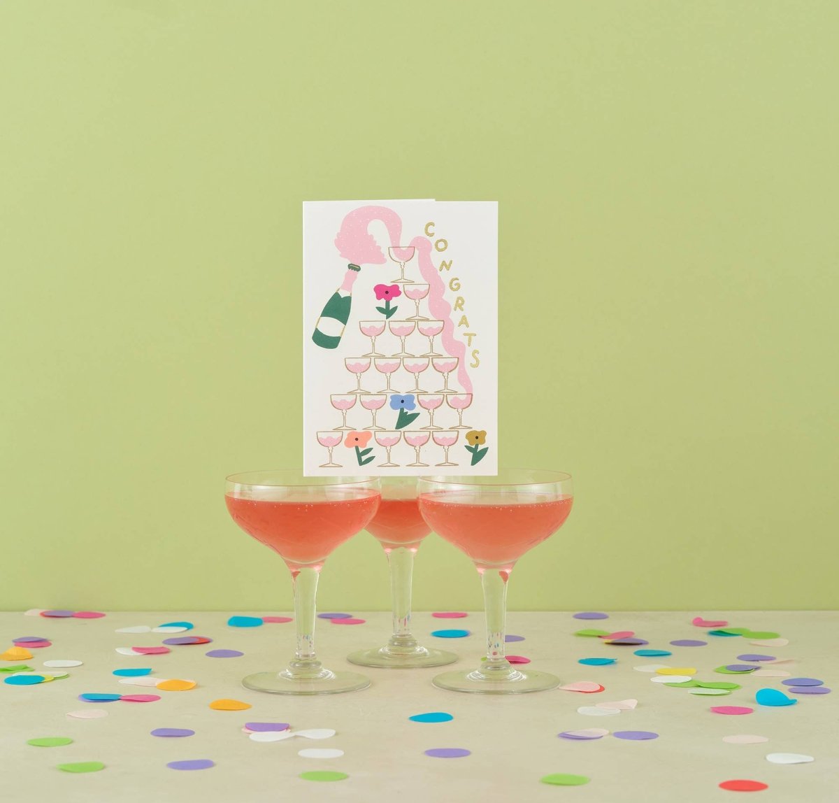 Wrap - CONGRATS CHAMPAGNE Hochzeitskarte - Grußkarte - ROSA ECK Concept Store