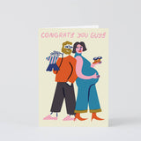 Wrap - CONGRATS YOU GUYS Grußkarte zur Geburt - Grußkarte - ROSA ECK