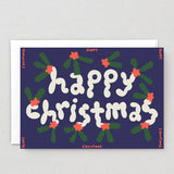 Wrap - HAPPY CHRISTMAS HOLLY Weihnachts - Grußkarte mit Prägung - Grußkarte - ROSA ECK Concept Store
