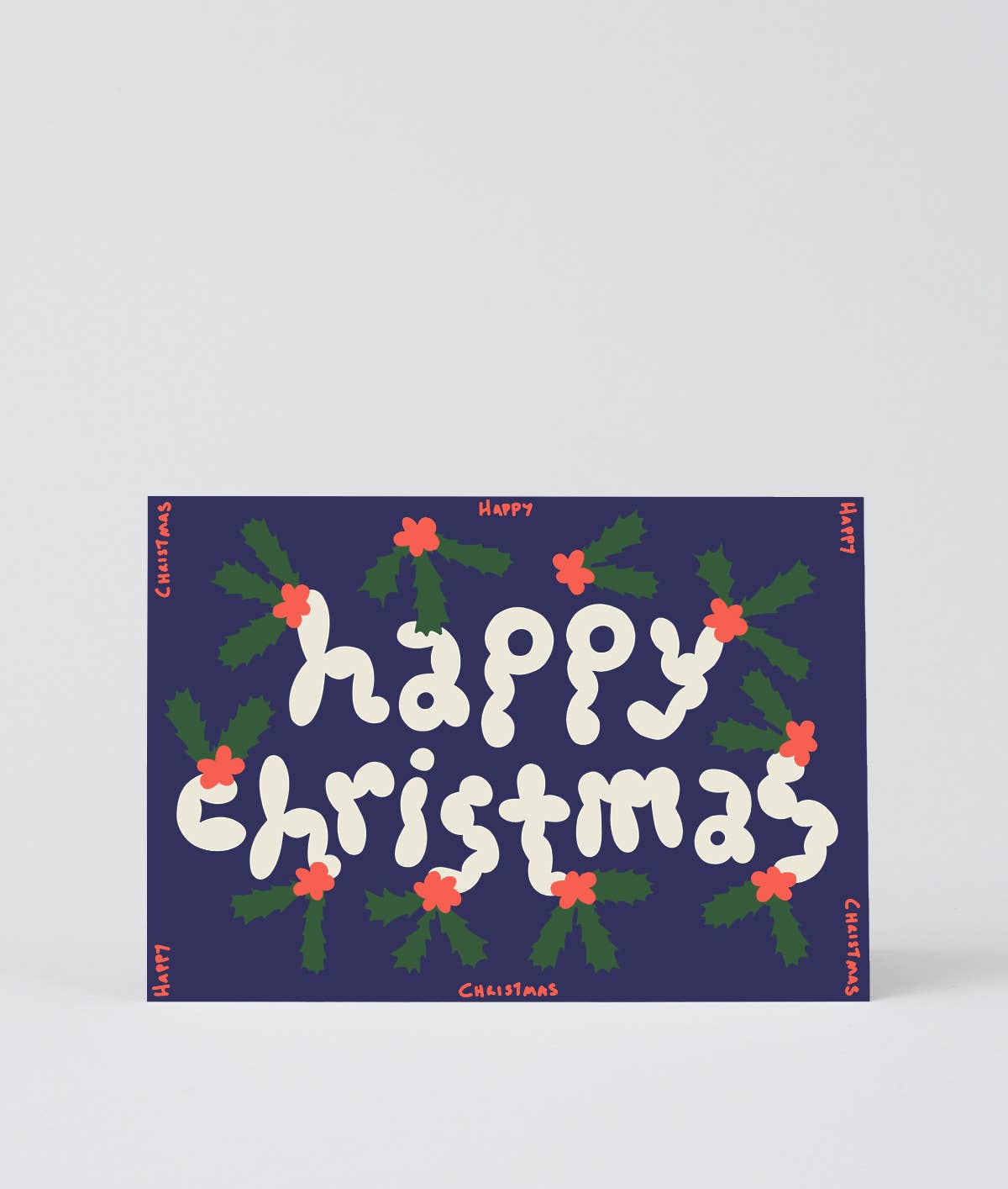 Wrap - HAPPY CHRISTMAS HOLLY Weihnachts - Grußkarte mit Prägung - Grußkarte - ROSA ECK Concept Store