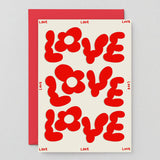 Wrap - LOVE LOVE LOVE Grußkarte mit Prägung - ROSA ECK - 1 - 5 €, ,