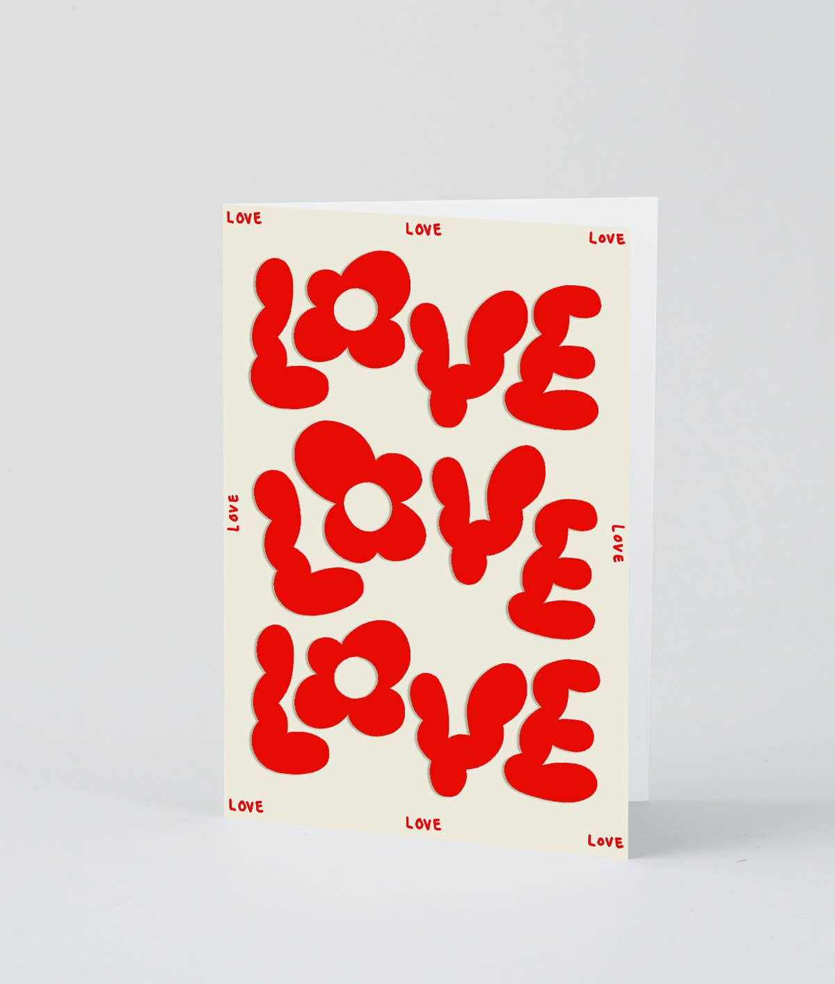 Wrap - LOVE LOVE LOVE Grußkarte mit Prägung - ROSA ECK - 1 - 5 €, ,