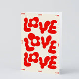 Wrap - LOVE LOVE LOVE Grußkarte mit Prägung - ROSA ECK - 1 - 5 €, ,
