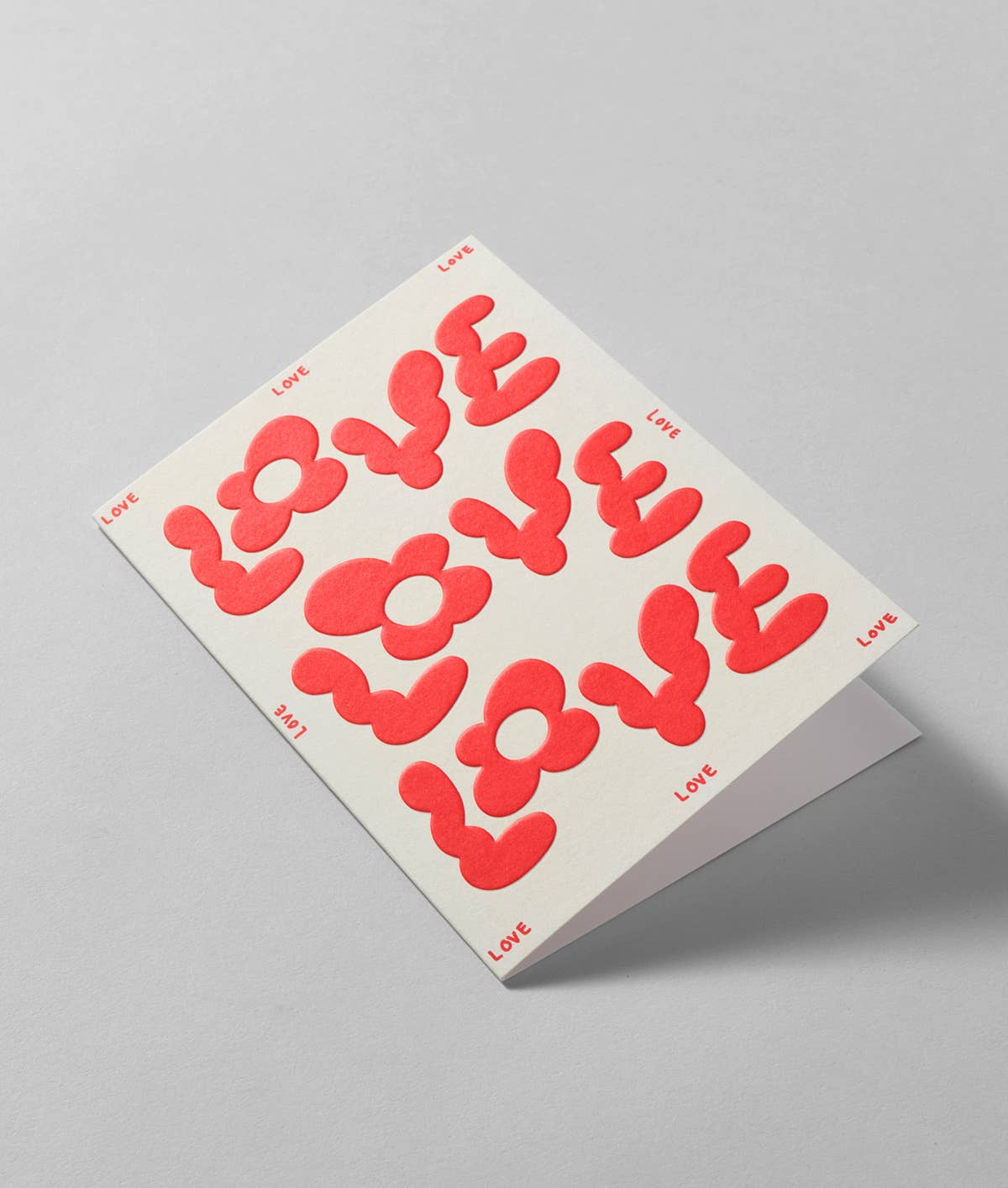 Wrap - LOVE LOVE LOVE Grußkarte mit Prägung - ROSA ECK - 1 - 5 €, ,