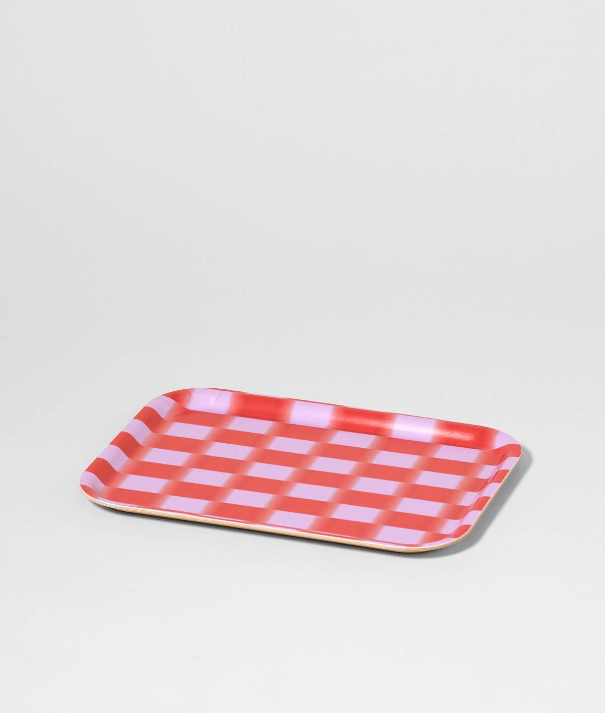 Wrap - RED BLUR CHECK Kleines rechteckiges Serviertablett aus Birke - Serviertablett - ROSA ECK
