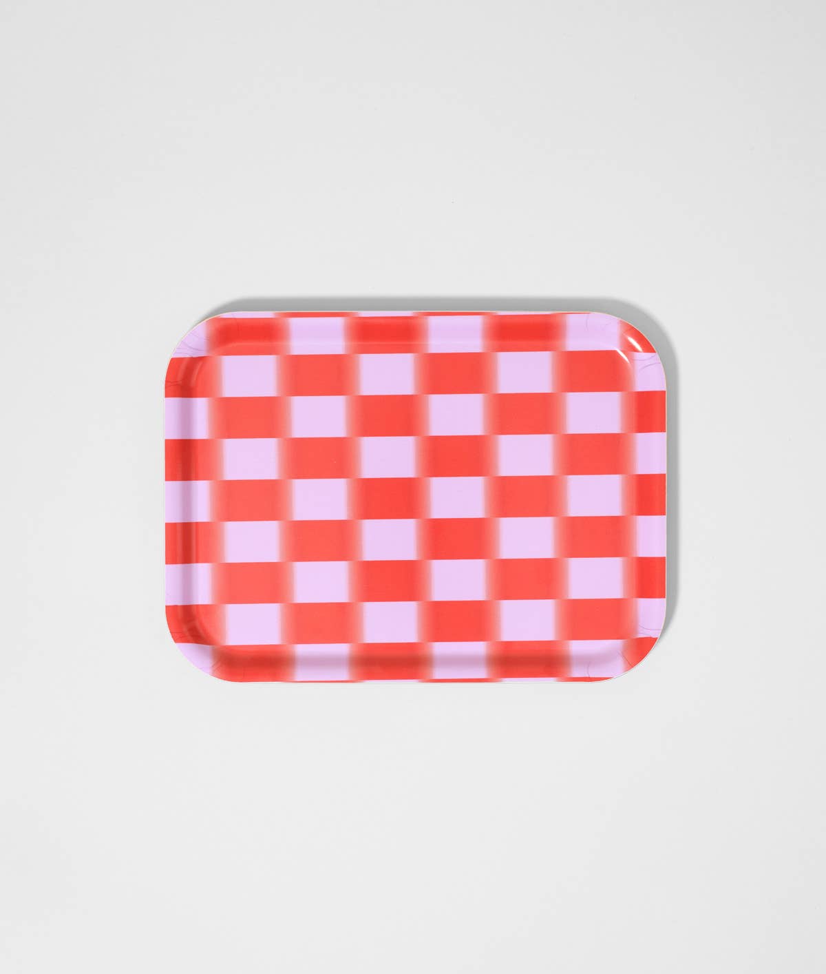 Wrap - RED BLUR CHECK Kleines rechteckiges Serviertablett aus Birke - Serviertablett - ROSA ECK