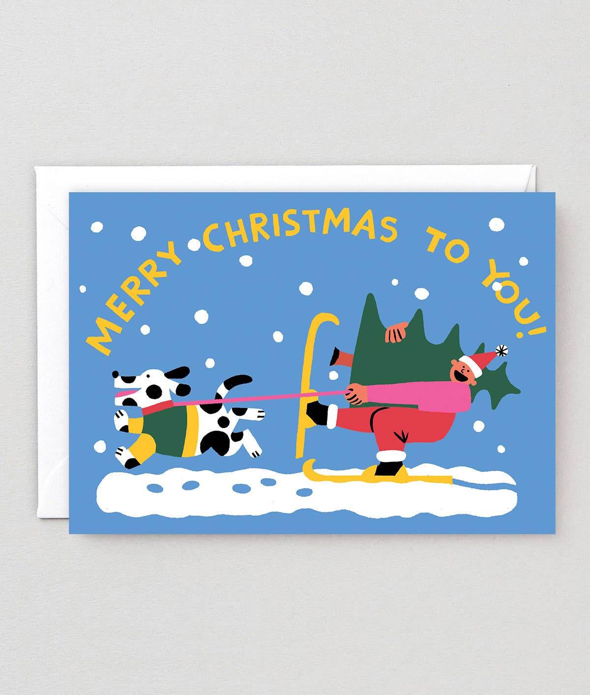 Wrap - Weihnachts - Grußkarte mit Prägung „Merry Christmas Skiing“ - Grußkarte - ROSA ECK Concept Store