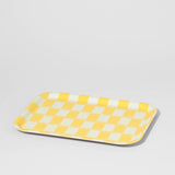 Wrap - YELLOW BLUR CHECK Gelbes rechteckiges Serviertablett aus Birke - Serviertablett - ROSA ECK