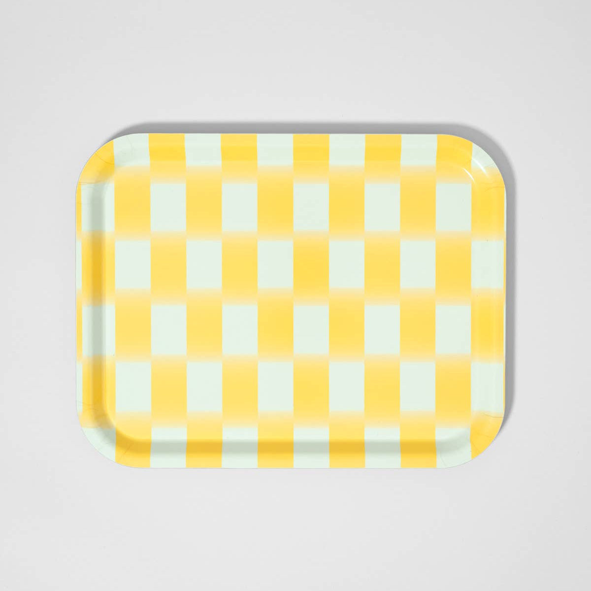 Wrap - YELLOW BLUR CHECK Gelbes rechteckiges Serviertablett aus Birke - Serviertablett - ROSA ECK