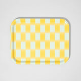 Wrap - YELLOW BLUR CHECK Gelbes rechteckiges Serviertablett aus Birke - Serviertablett - ROSA ECK