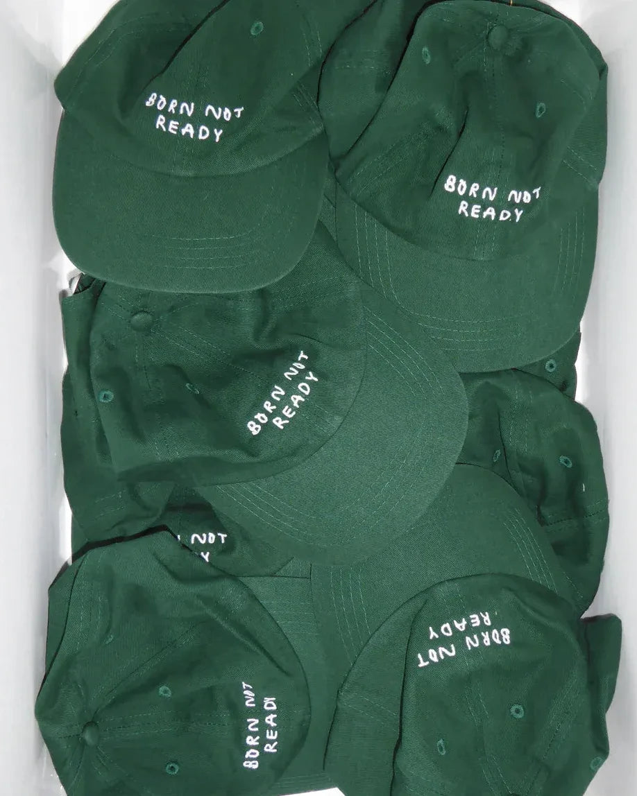 yahya studio - BORN NOT READY Unisex Cap mit Spruch • Dunkelgrün - Cap - ROSA ECK Concept Store