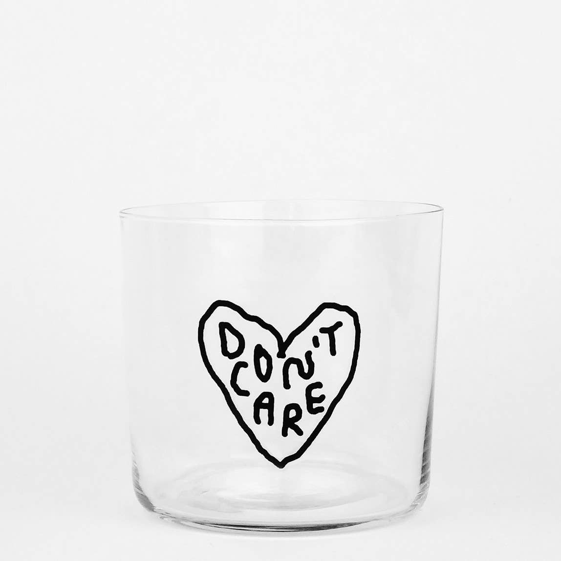 yahya studio - DON'T CARE Trinkglas mit Statement - ROSA ECK - Glas, ,