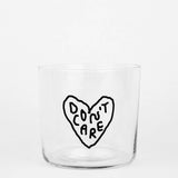 yahya studio - DON'T CARE Trinkglas mit Statement - ROSA ECK - Glas, ,