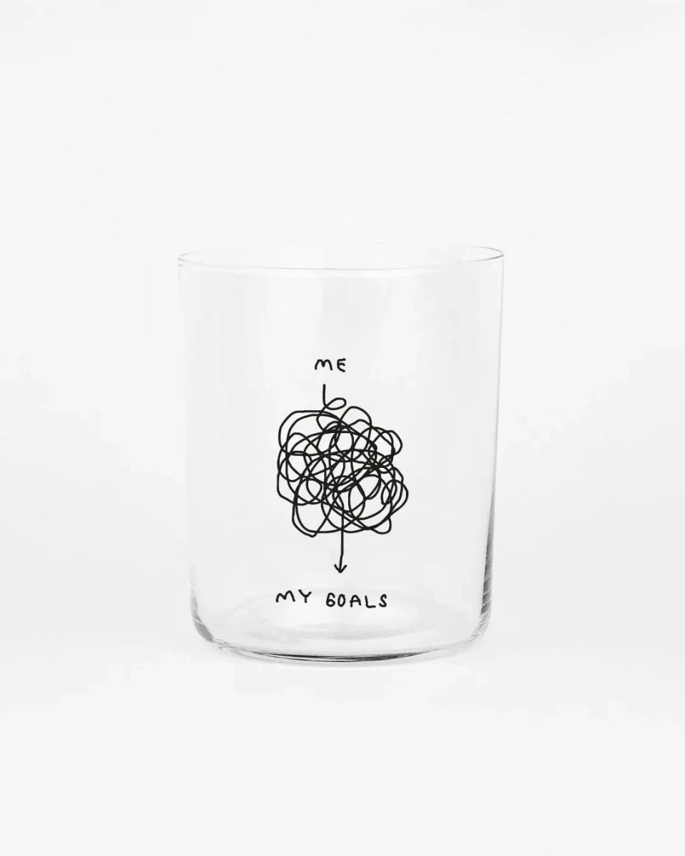 yahya studio - ME AND MY GOALS Großes Trinkglas mit Spruch - Trinkglas - ROSA ECK Concept Store