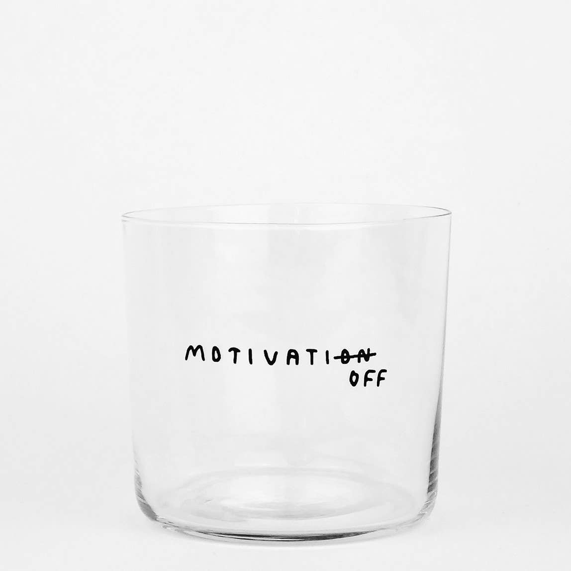yahya studio - MOTIVATION OFF Trinkglas mit Statement - ROSA ECK - Glas, ,
