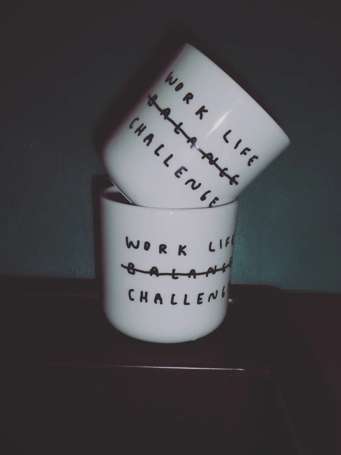 yahya studio - WORK LIFE CHALLENGE Becher aus Porzellan - Kaffee - und Teetasse - ROSA ECK - Cup, ,