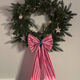 Weihnachtsschleife zum Aufhängen • Streifen Pink/Rot