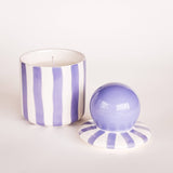 STRIPES Kerze im Keramikgefäß • Palazzo Purple
