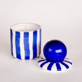 STRIPES Kerze im Keramikgefäß • mare blue