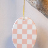 Keramikanhänger oval • Karo Hellblau