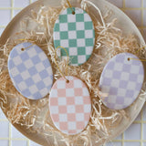 Keramikanhänger oval • Karo Hellblau