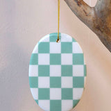 Keramikanhänger oval • Karo Hellblau
