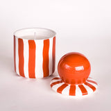 STRIPES Kerze im Keramikgefäß • Cotto Orange