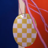 Keramikanhänger oval • Karo Hellblau