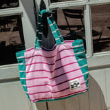 Handtuchtasche mit Streifen • Pink / Teal