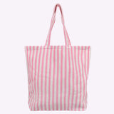Große Tragetasche Natur • Streifen Hellrosa