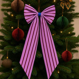 Weihnachtsschleife zum Aufhängen • Streifen Lila/Bordeaux