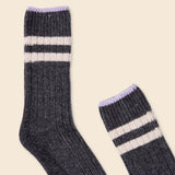 Dicke Stricksocken aus Wolle • Grau mit Streifen
